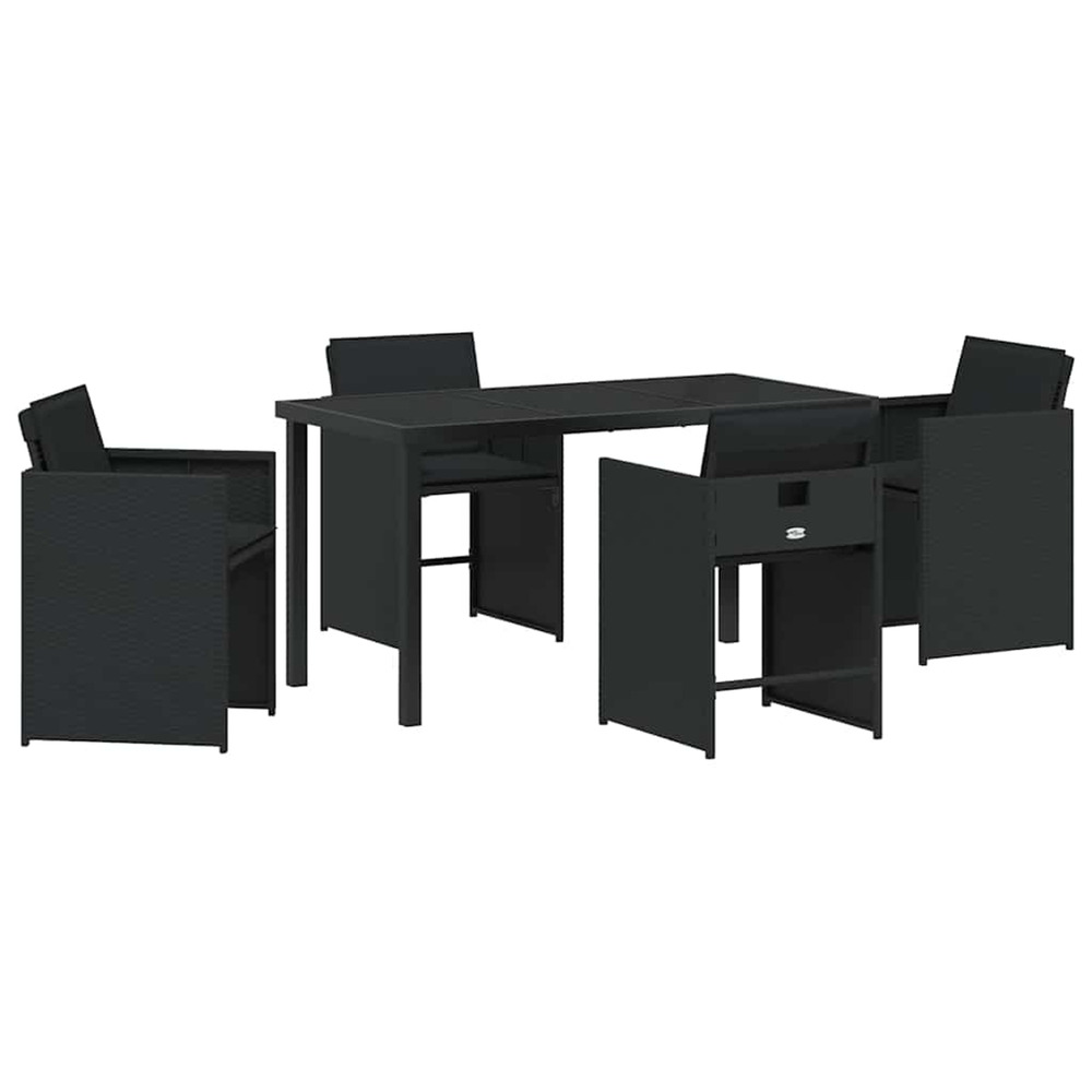 Ensemble de salle à manger pour jardin 5 pcs noir polyrotin