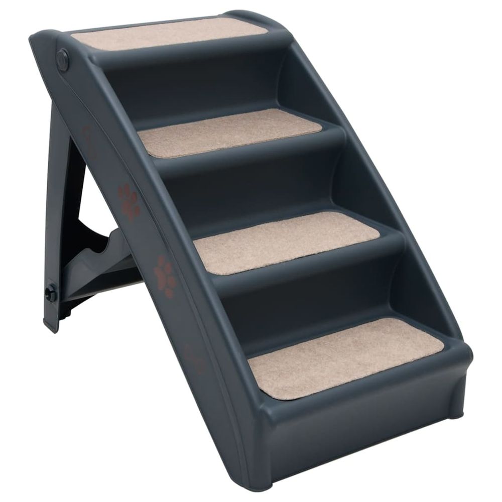 Escalier pliable à 4 marches pour chiens gris foncé