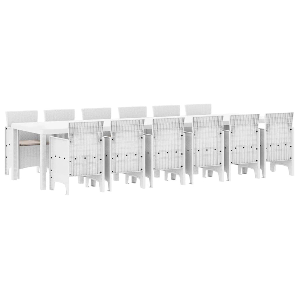 Ensemble de salle à manger pour jardin 13 pcs blanc rattan polt