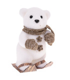 Déco de noël ourson sur ski avec gants et écharpe h 23 cm