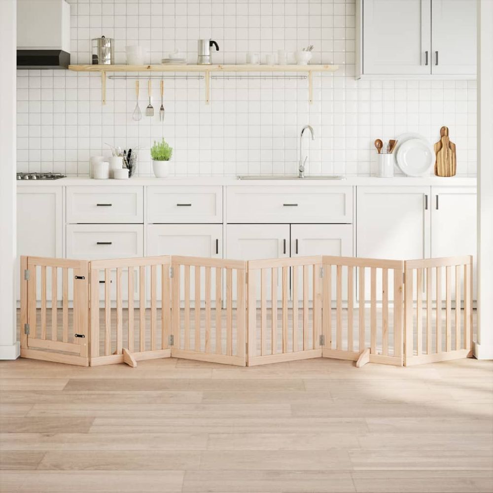 Barrière sécurité chien bois avec porte modulable 300cm brun