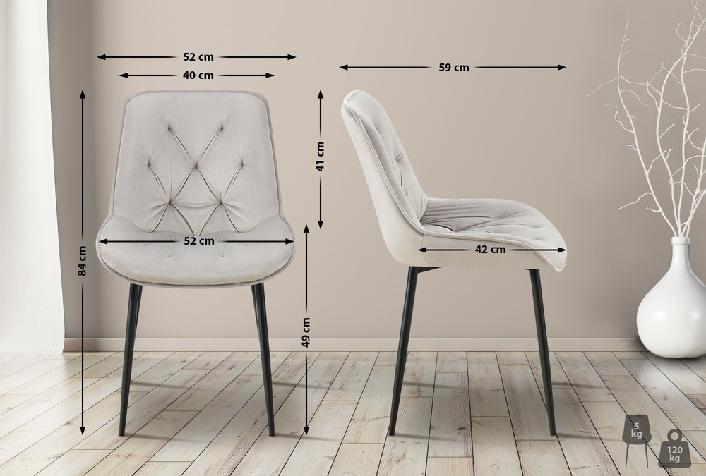 Chaise de salle à manger en velours wallace