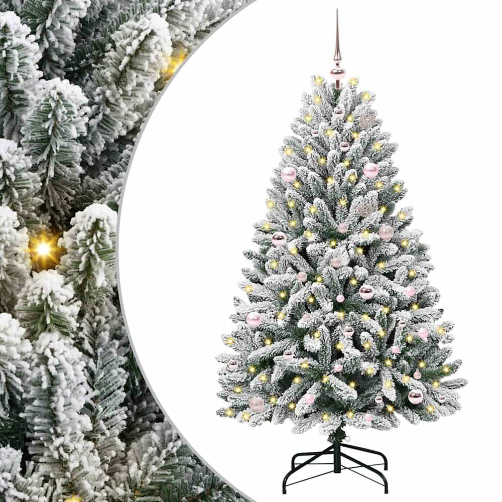 Sapin de noël artificiel vert et blanc 150 cm pvc et métal