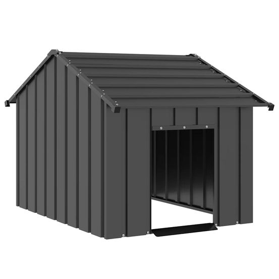 Niche pour chien acier galvanisé avec toit pour jardin extérieur anthracite 83x130cm