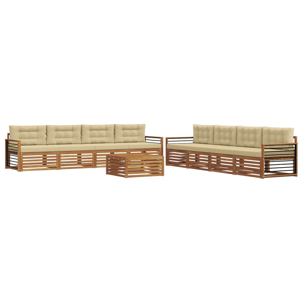 Ensemble de canapés d'extérieur 9 pcs naturel et beige