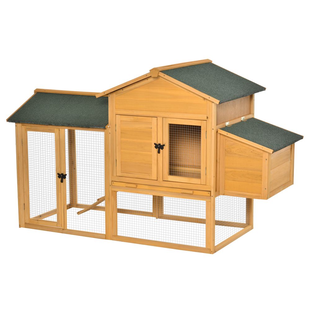 Poulailler bois sapin enclos et pondoir poules naines toit bitumé 168x75x103cm - comfortxl pet living