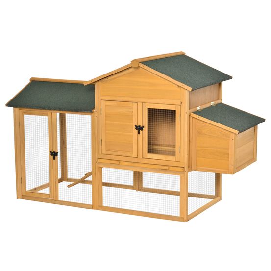 Poulailler bois sapin enclos et pondoir poules naines toit bitumé 168x75x103cm - comfortxl pet living