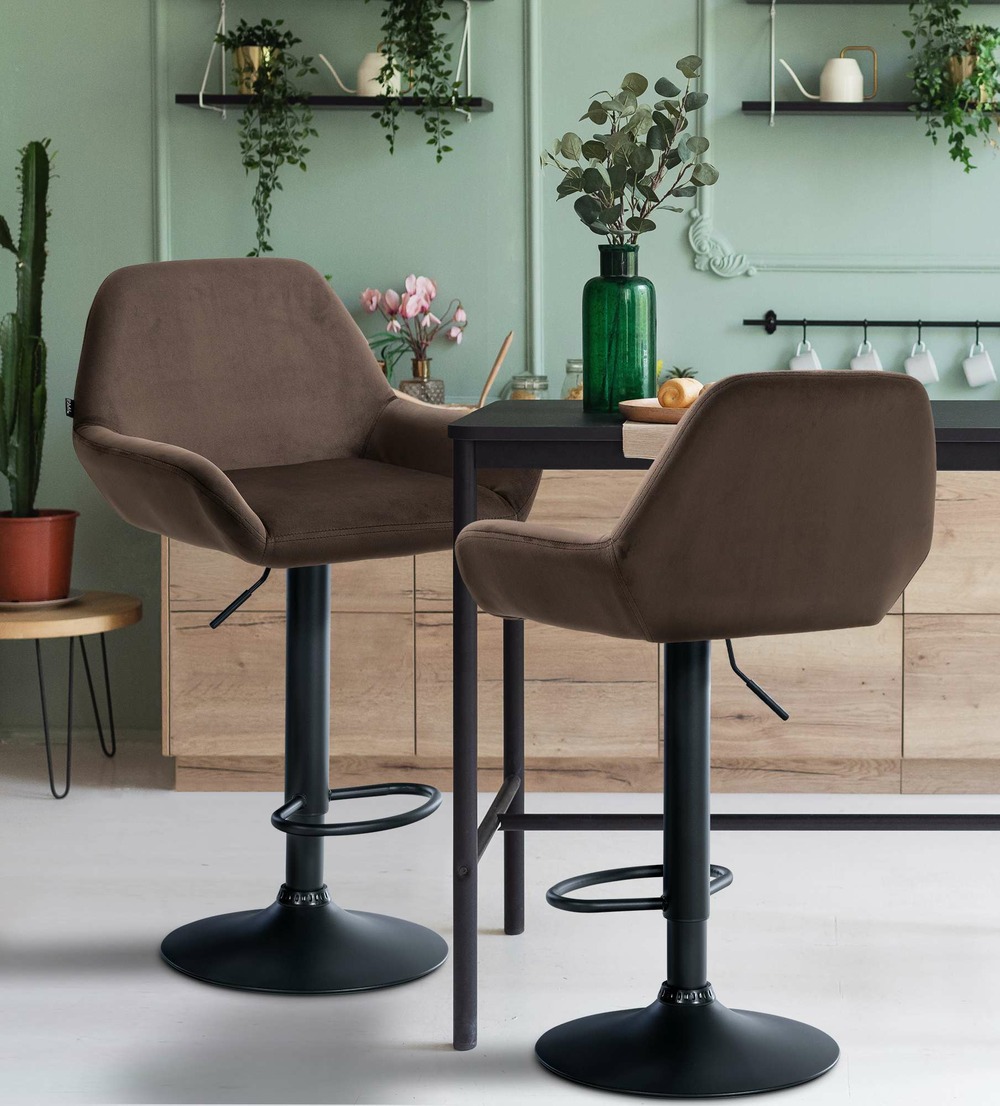 Lot de 2 tabourets de bar braga velours noir