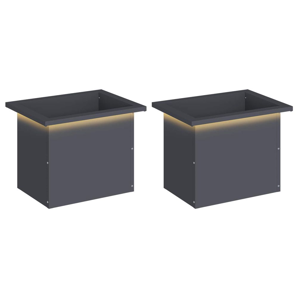 Jardinière d'extérieur de jardin avec led 2 pc anthracite 30 x 40 x 30 cm