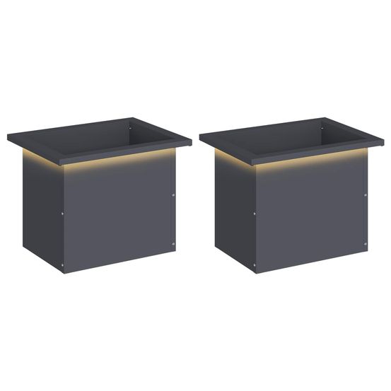 Jardinière d'extérieur de jardin avec led 2 pc anthracite 30 x 40 x 30 cm