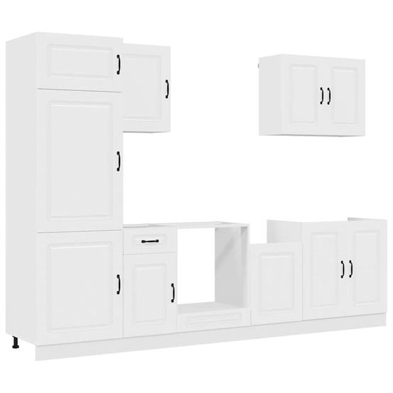 Ensemble d'armoires cuisine 7pcs kalmar blanc bois d'ingénierie