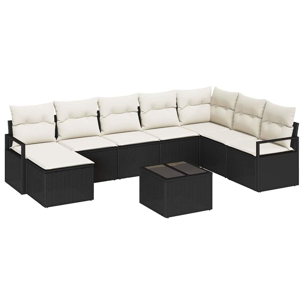 Ensemble de canapés 9 pc noir polyrotin