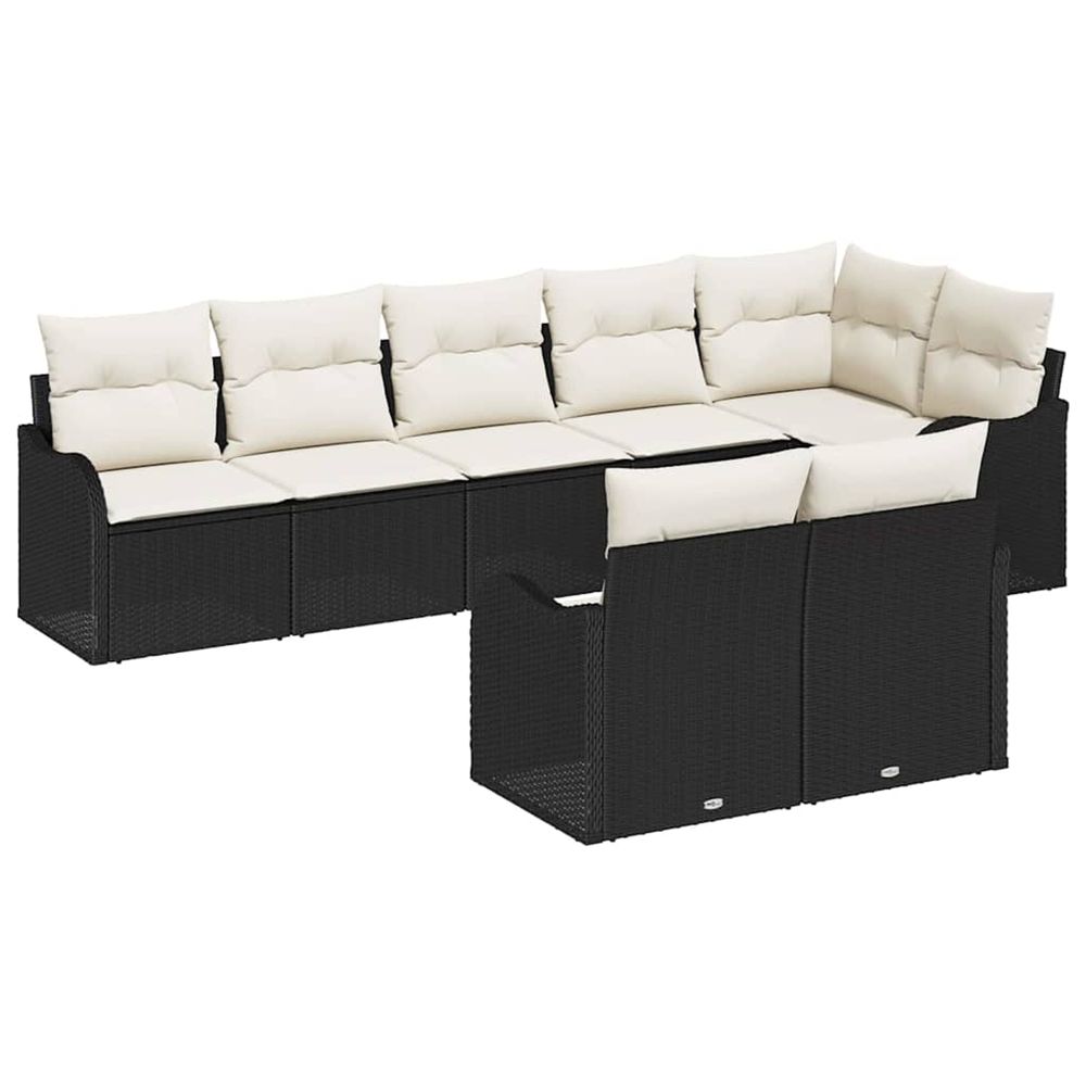 Ensemble de canapé de jardin 8 pc noir polyrotin