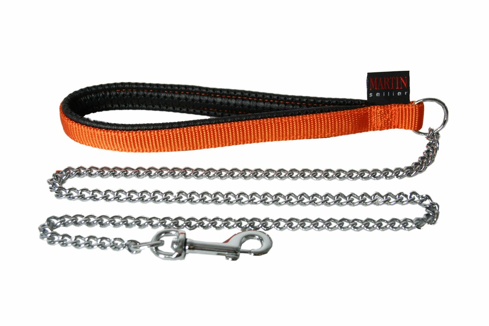 Martin sellier - laisse en chaîne pour chiens en nylon martin sellier - collection nylon uni - laisse avec une poignée confort