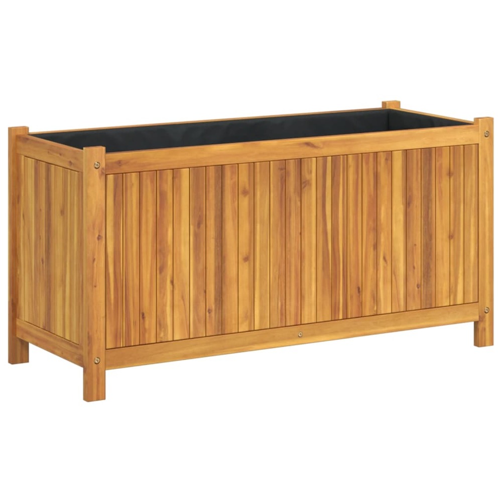 Jardinière bac lit surélevé plantes fleurs terrasse jardin avec doublure 99,5 x 38 x 50 cm bois massif d'acacia marron 02_003