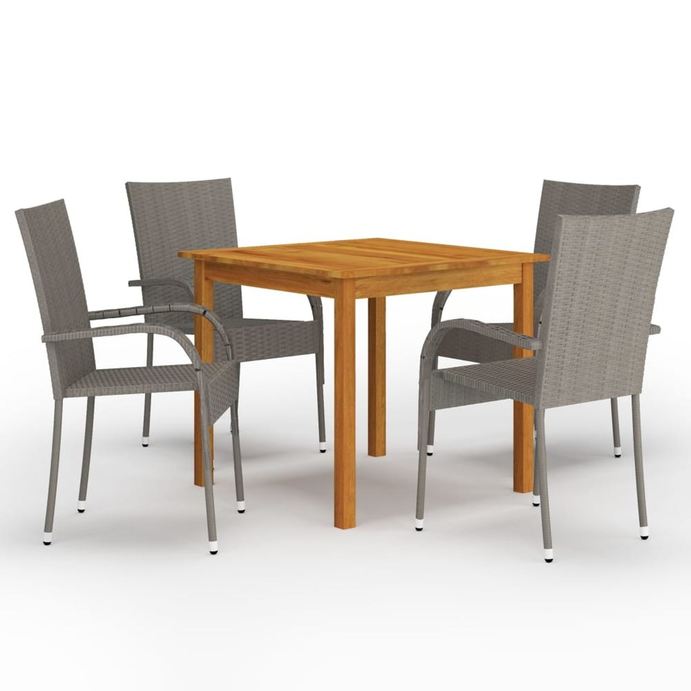 Ensemble à manger de jardin 5 pcs gris