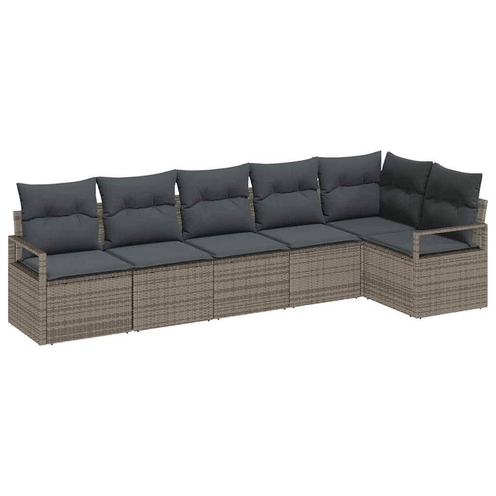Ensemble de canapé de jardin 6 pc gris polyrotin