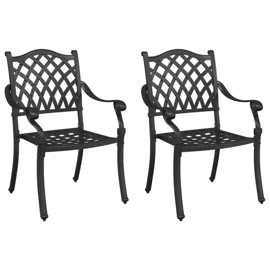 Chaises d'extérieur noir aluminium 56 x 55 x 92,5 cm solide