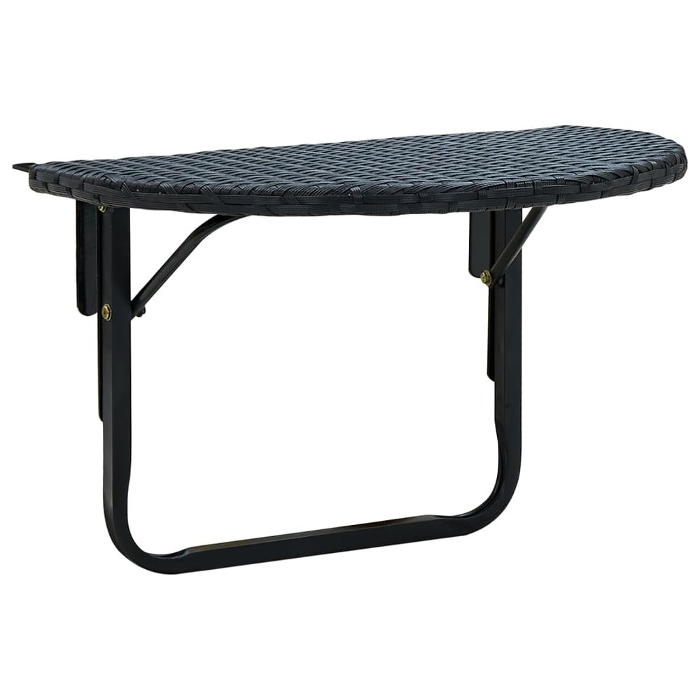Table de balcon 60x60x32 cm noir résine tressée