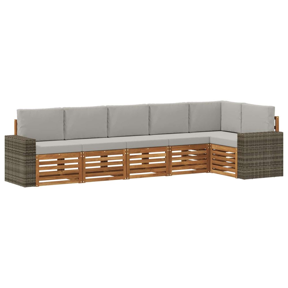 Ensemble de canapés d'extérieur 6 pc naturel et gris clair