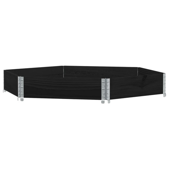 Lit surélevé hexagonale noir 160x160 cm bois de pin massif