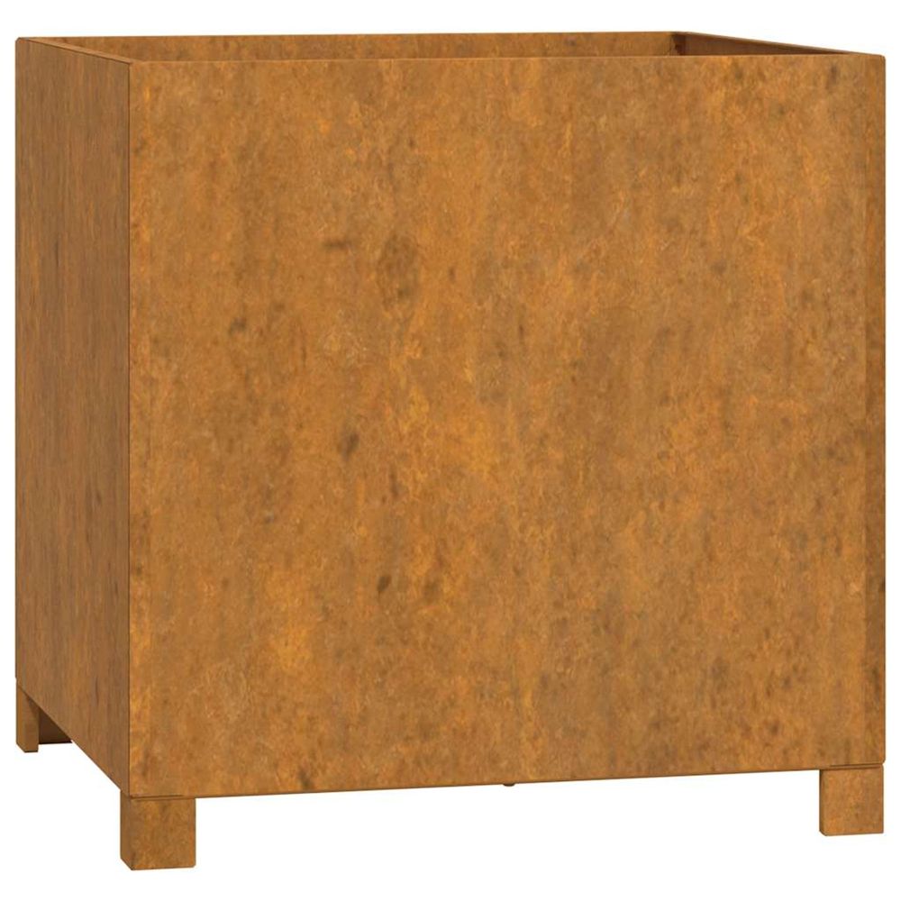 Jardinière d'extérieur avec pieds rouillé 50x50x50 cm acier corten