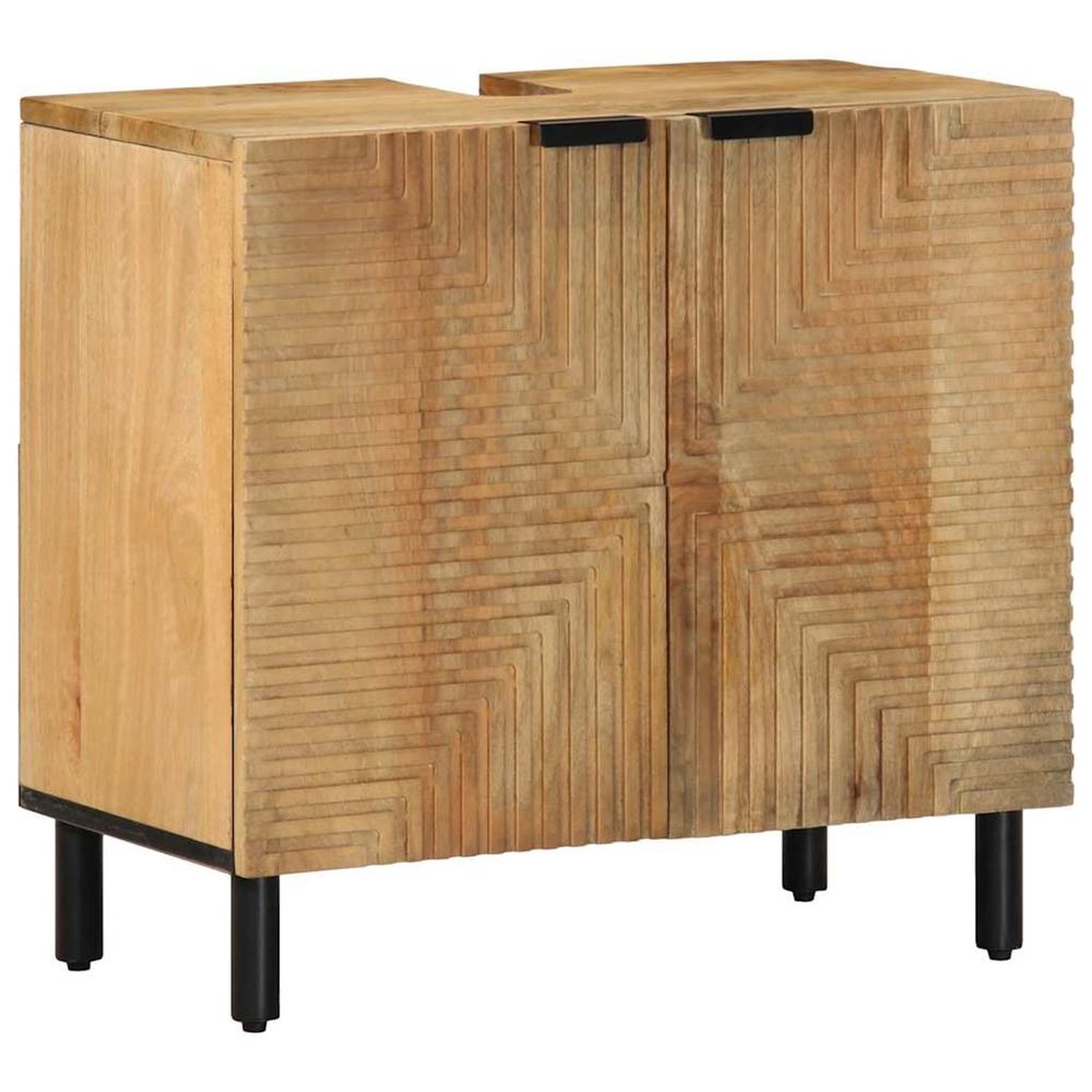 Armoire lavabo de salle de bain marron bois massif de manguier