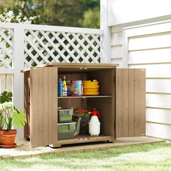 Armoire rangement jardin bois sapin outils toit étanche 88x77,5x90cm gris foncé - comfortxl outdoor living