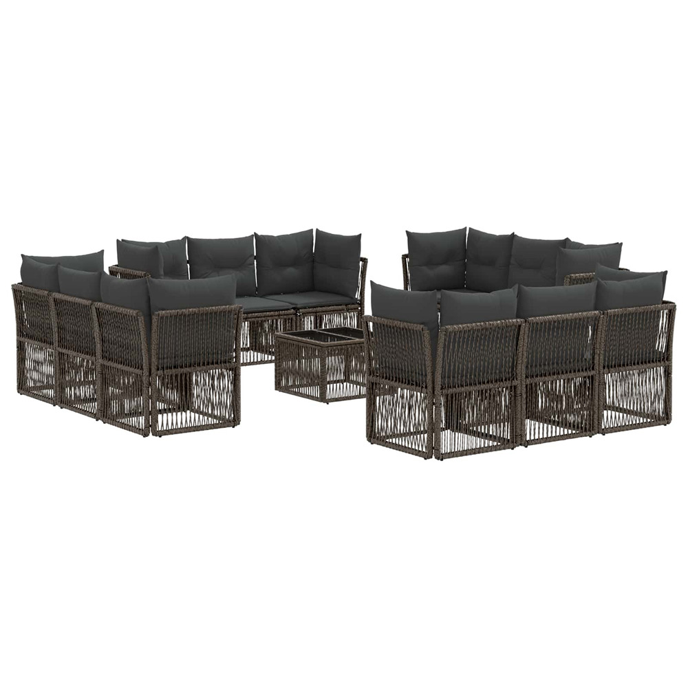 Ensemble de canapé de jardin 13 pcs gris polyrotin
