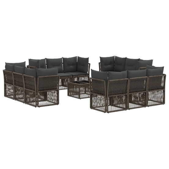 Ensemble de canapé de jardin 13 pcs gris polyrotin