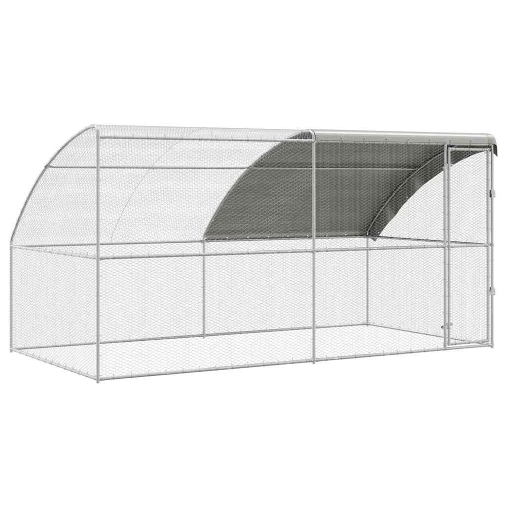 Cage à poules avec 1 porte 2 pièces argenté 400x200x200cm