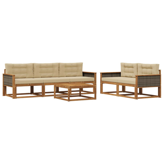 Ensemble de canapés d'extérieur 6 pcs naturel et beige