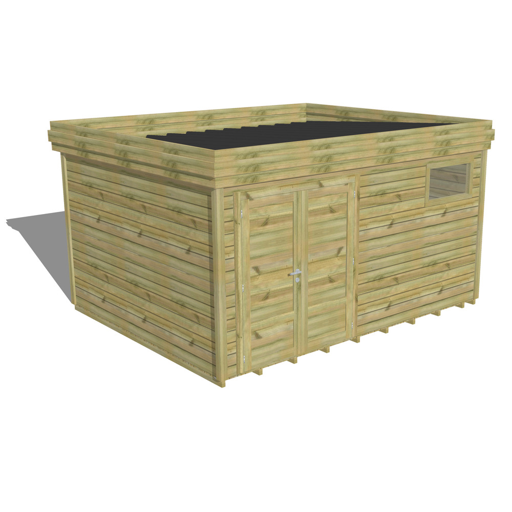 Abri de jardin bois pin traité autoclave 27mm - 4,34x3,44m / 15m2 - bac acier - plancher bois