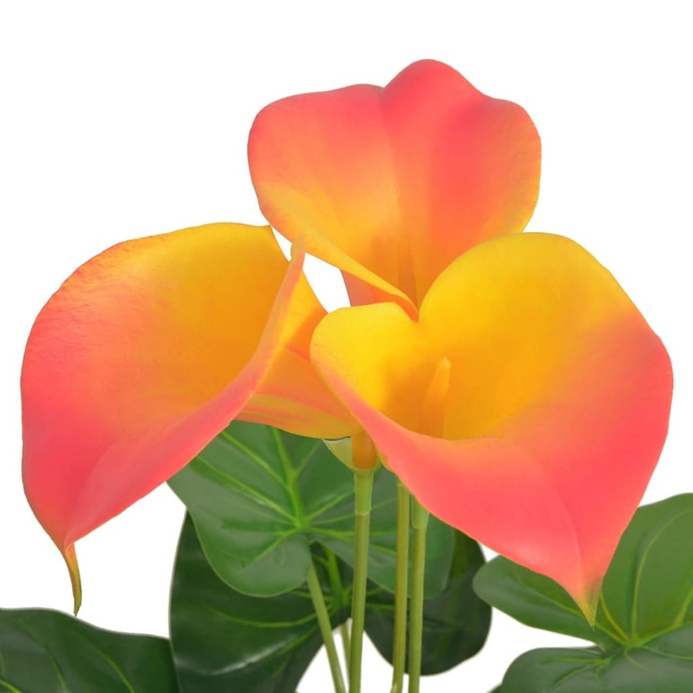 Plante artificielle avec pot lis calla 45 cm rouge et jaune