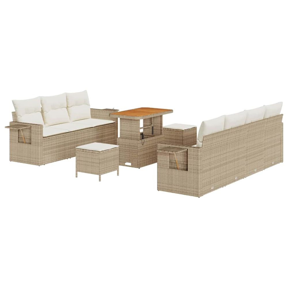 Ensemble de canapé de jardin 10 pc beige polyrotin