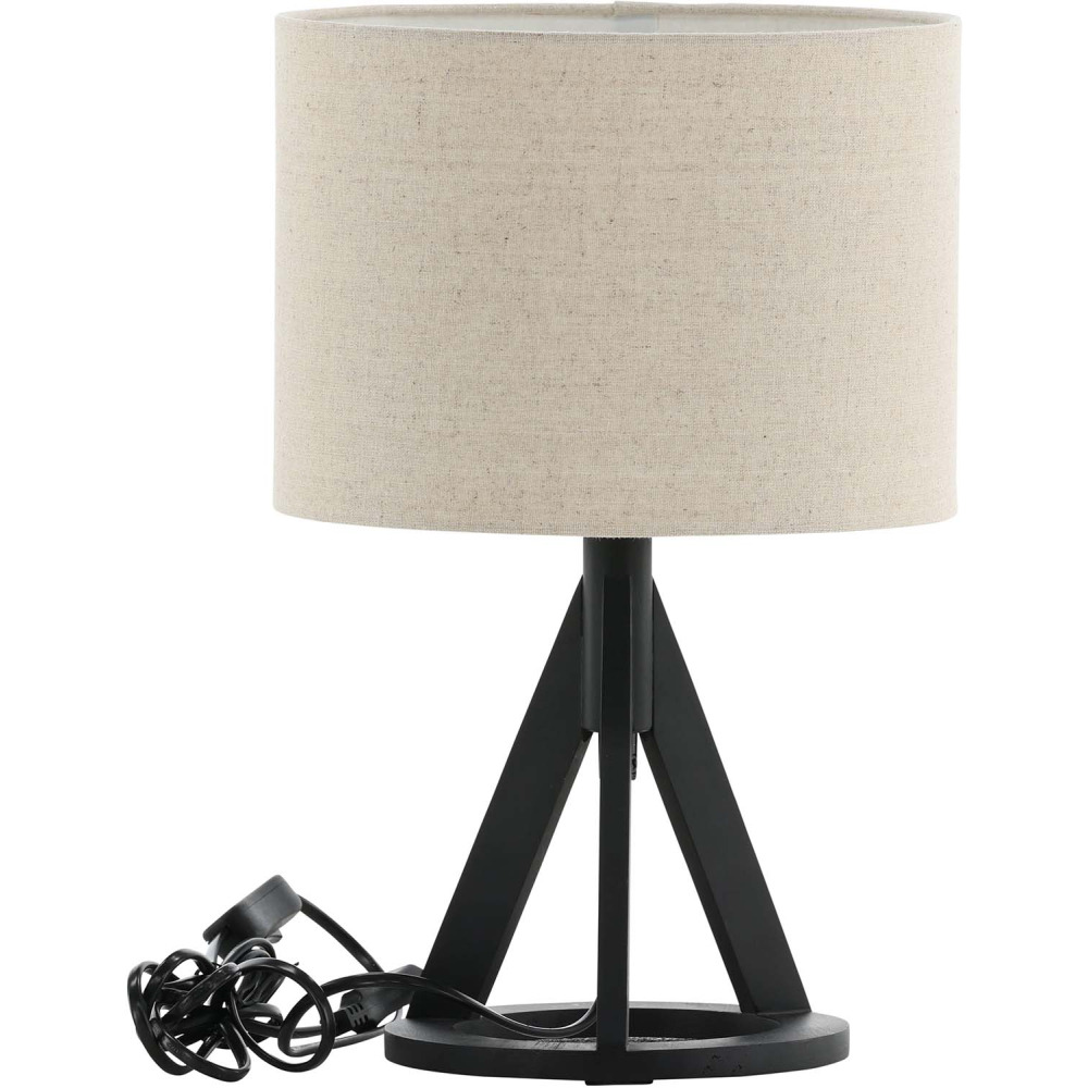 Lampe à poser en hevéa et lin kona noir