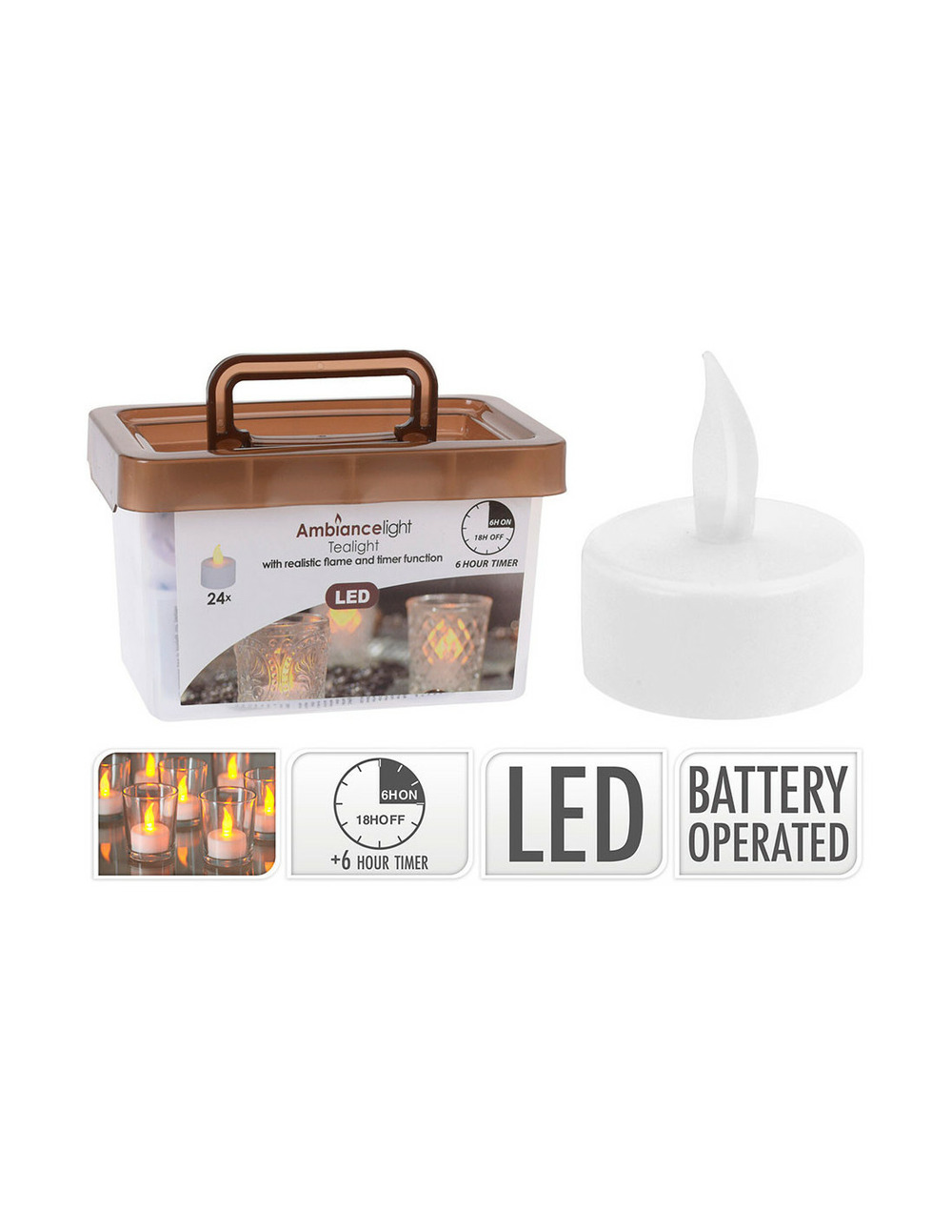 Set 24 bougies led effet feu réel