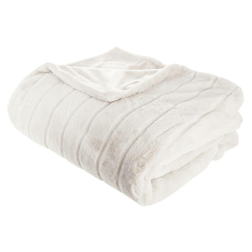 Plaid manoir fausse fourrure - blanc 180x230 cm