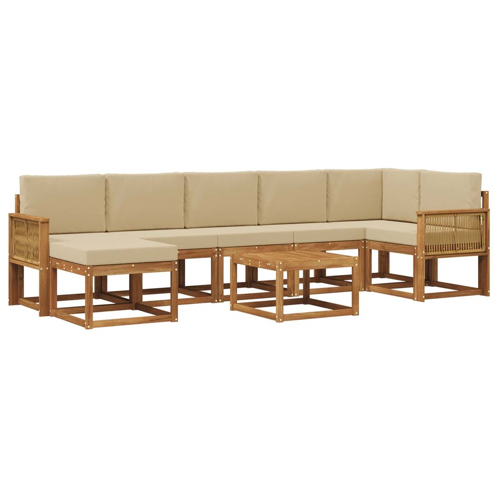 Ensemble de canapés d'extérieur 8 pc naturel et beige polyester