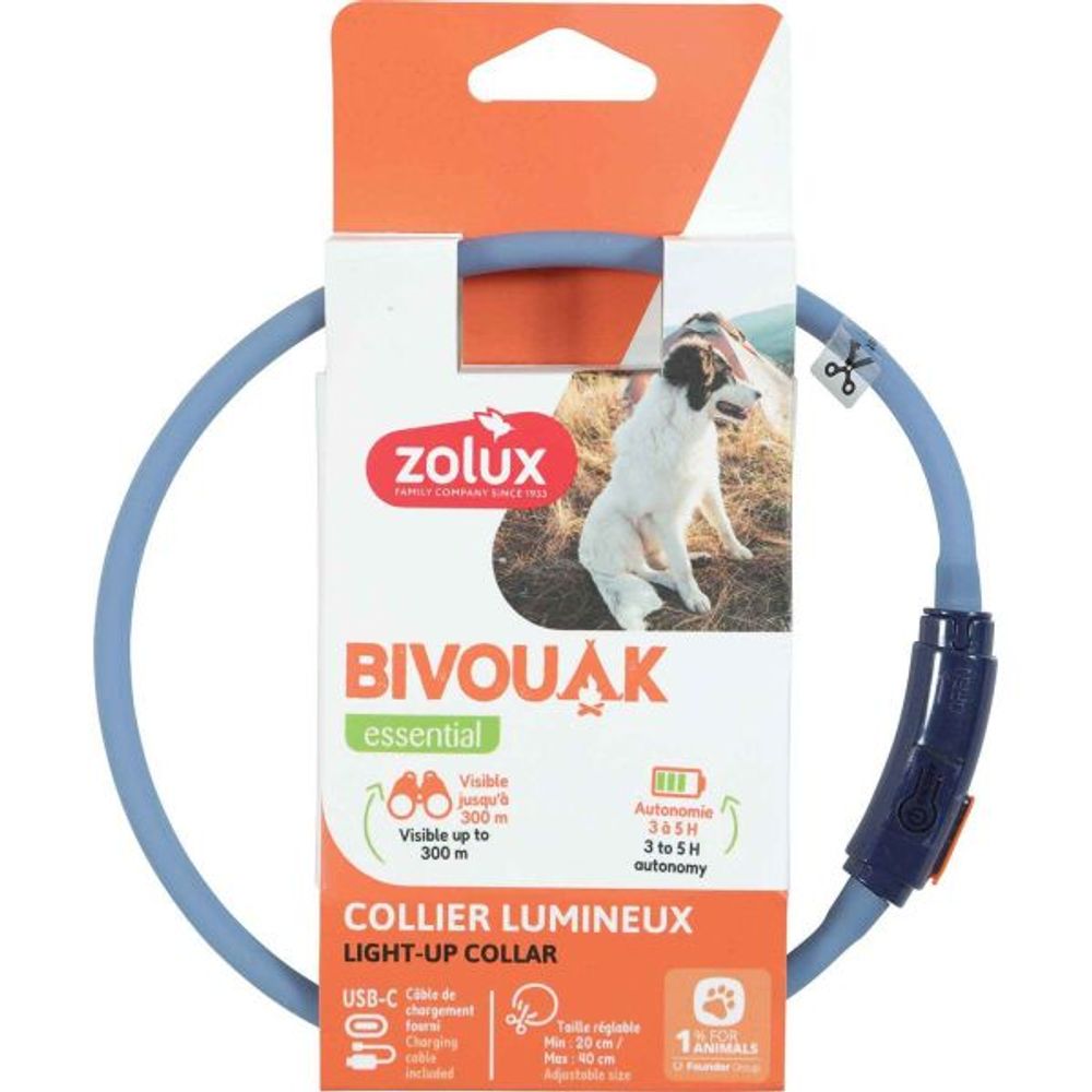 Collier lumineux pour chiots bivouak bleu