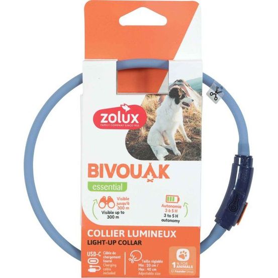 Collier lumineux pour chiots bivouak bleu