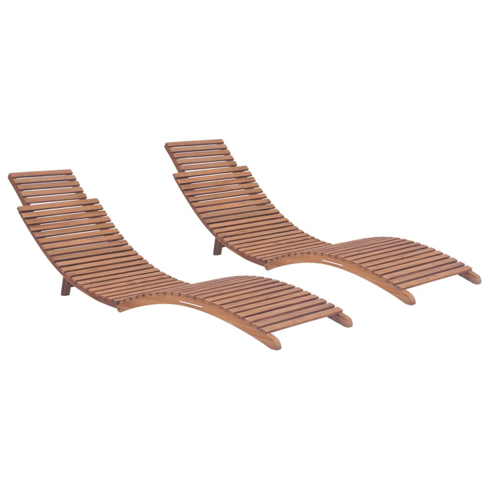 Chaises longues pliables lot de 2 bois de teck solide