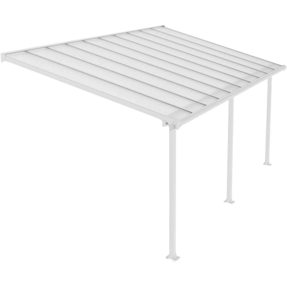 Pergola à adosser en aluminium blanc et polycarbonate olympia 3 x 6.2 m