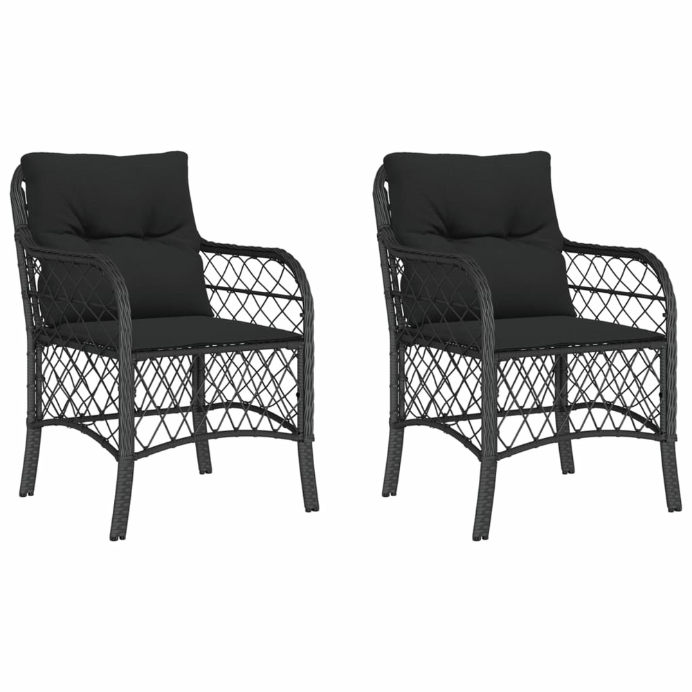 Chaises de jardin avec coussins lot de 2 noir résine tressée