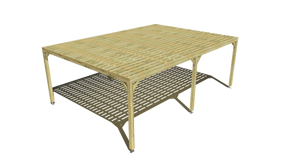 Pergola bois • 7m x 5m • indépendante • sens profondeur • platelage bois • livraison comprise