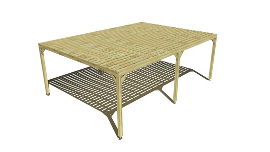 Pergola bois • 7m x 5m • indépendante • sens profondeur • platelage bois • livraison comprise