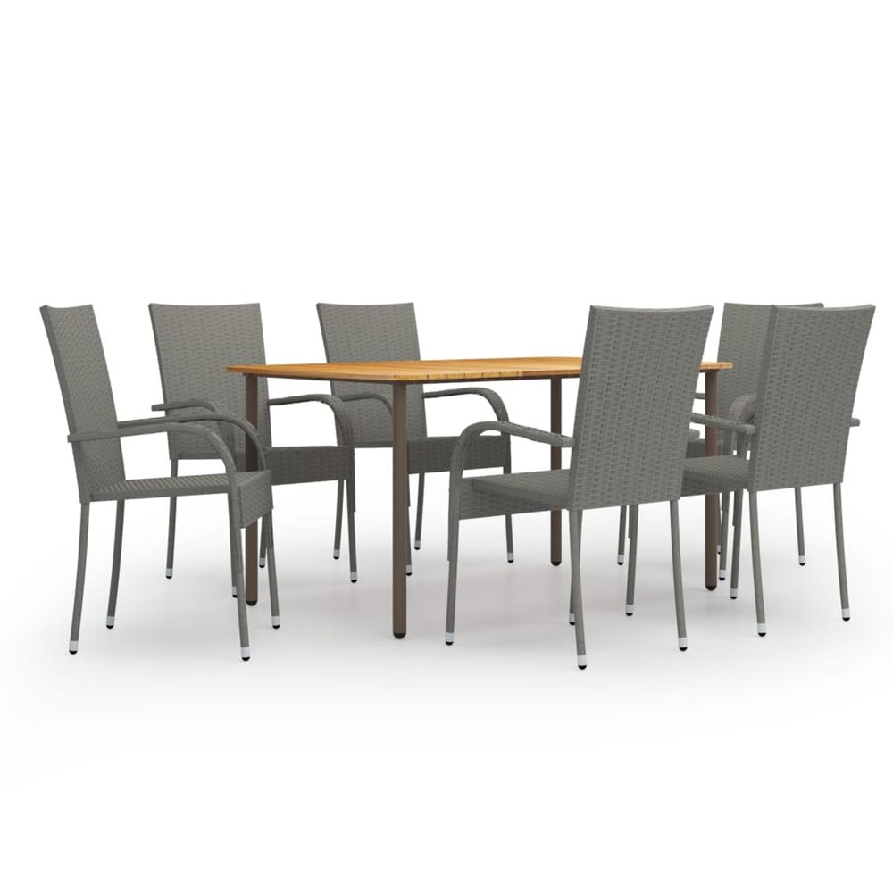 Ensemble à manger de jardin 7 pcs résine tressée gris