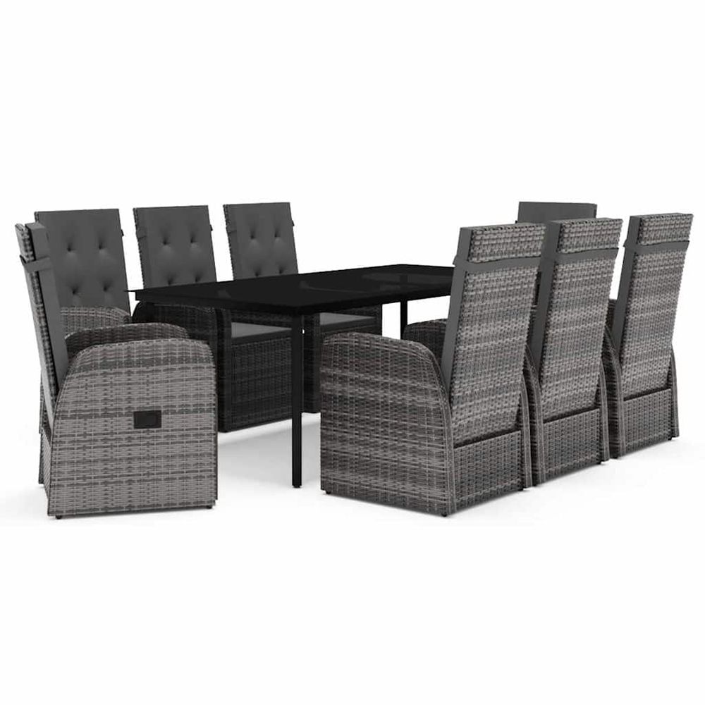 Ensemble à manger de jardin avec coussins 9 pcs gris