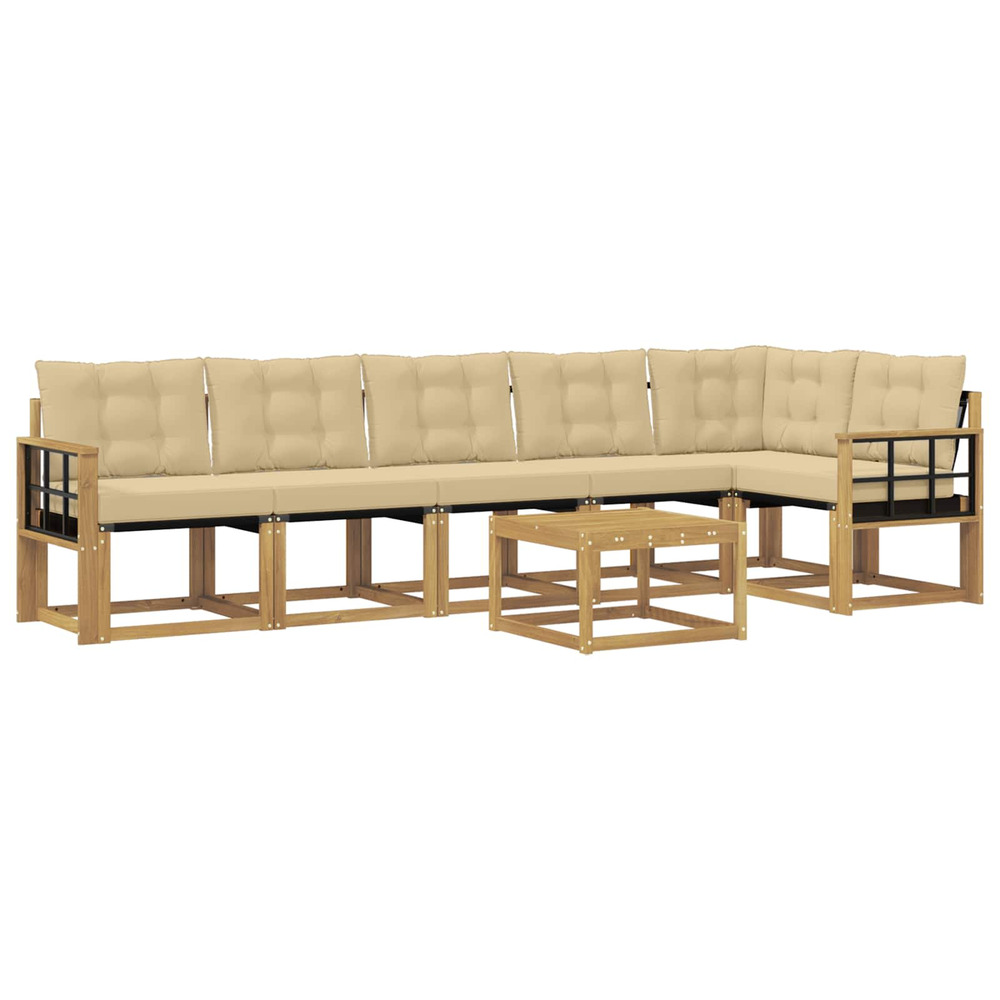 Ensemble de canapés d'extérieur 7 pcs blanc et beige