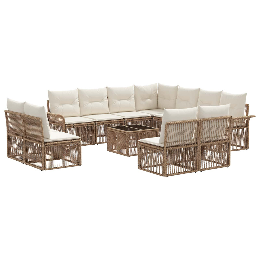 Ensemble de canapé de jardin 12 pcs beige polyrotin